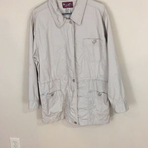 Denim & Company Oversized  Cotton Khaki Tan Utility Jacket Size Small